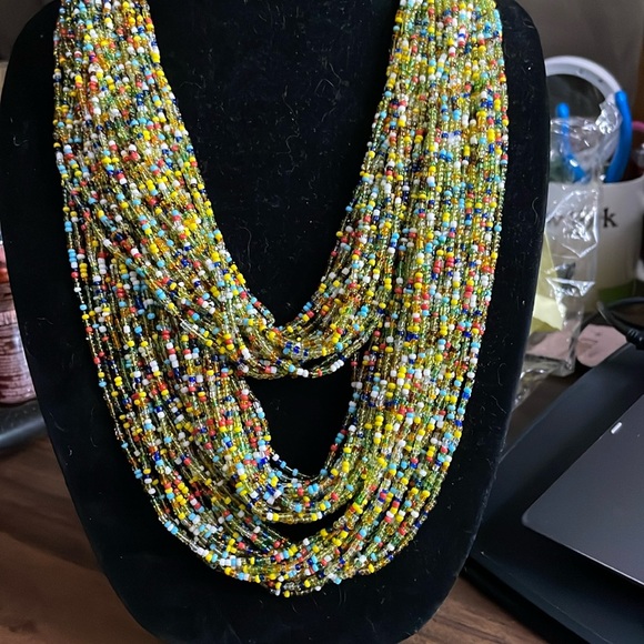 Multi Strand Glass Beaded Necklace - Picture 3 of 7